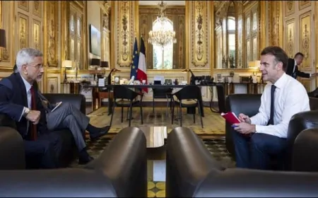 विदेश मंत्री डॉ. एस. जयशंकर ने फ्रांसीसी राष्ट्रपति मैक्रों से की मुलाकात, आतंकवाद के खिलाफ समर्थन के लिए जताया आभार