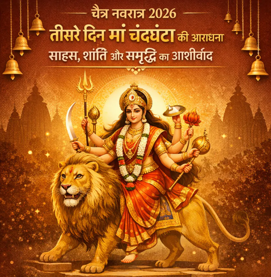 चैत्र नवरात्र 2026: तीसरे दिन माँ चंद्रघंटा की आराधना से मिलेगा साहस, शांति और समृद्धि का आशीर्वाद