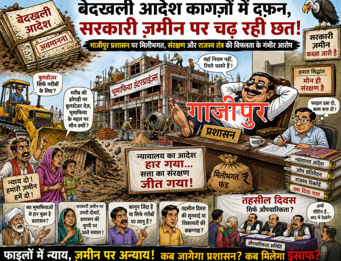 बेदखली आदेश कागज़ों में दफ़न, सरकारी ज़मीन पर चढ़ रही छत