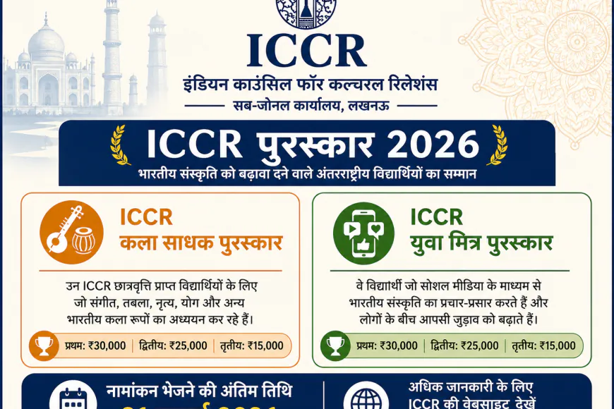 ICCR ने बढ़ाई नामांकन की अंतिम तिथि: विदेशी विद्यार्थियों के लिए ‘कला साधक’ और ‘युवा मित्र’ पुरस्कारों में जीतें ₹30,000 तक की राशि