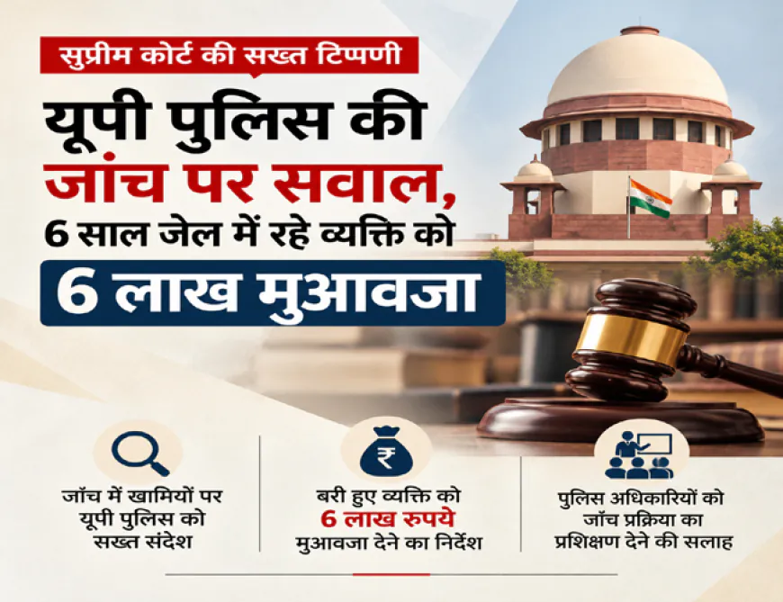 यूपी पुलिस की जाँच पर सुप्रीम कोर्ट सख्त, 6 साल जेल में रहे व्यक्ति को 6 लाख मुआवजा